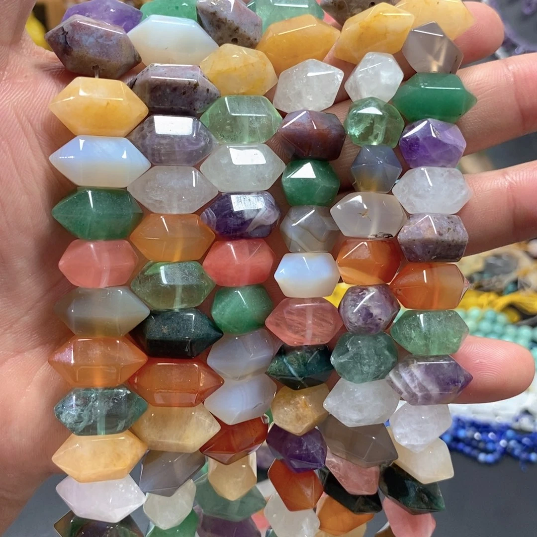 玛瑙/玉髓未镶嵌珠宝半成品双尖多宝一条卡20mm20颗