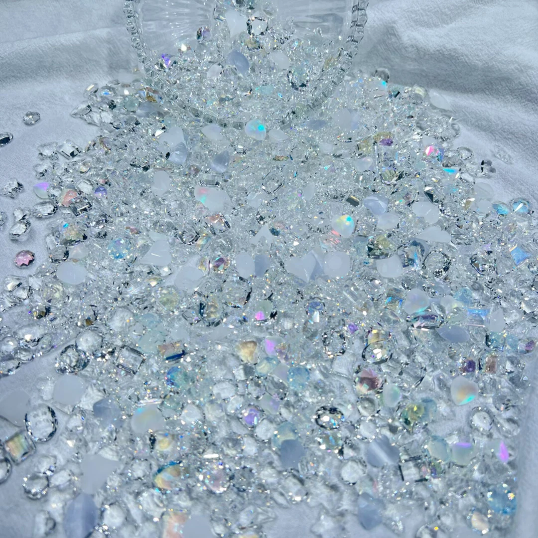 【白月光】拍一宠一  超闪  梧州料混水晶料 diy 美甲钻混