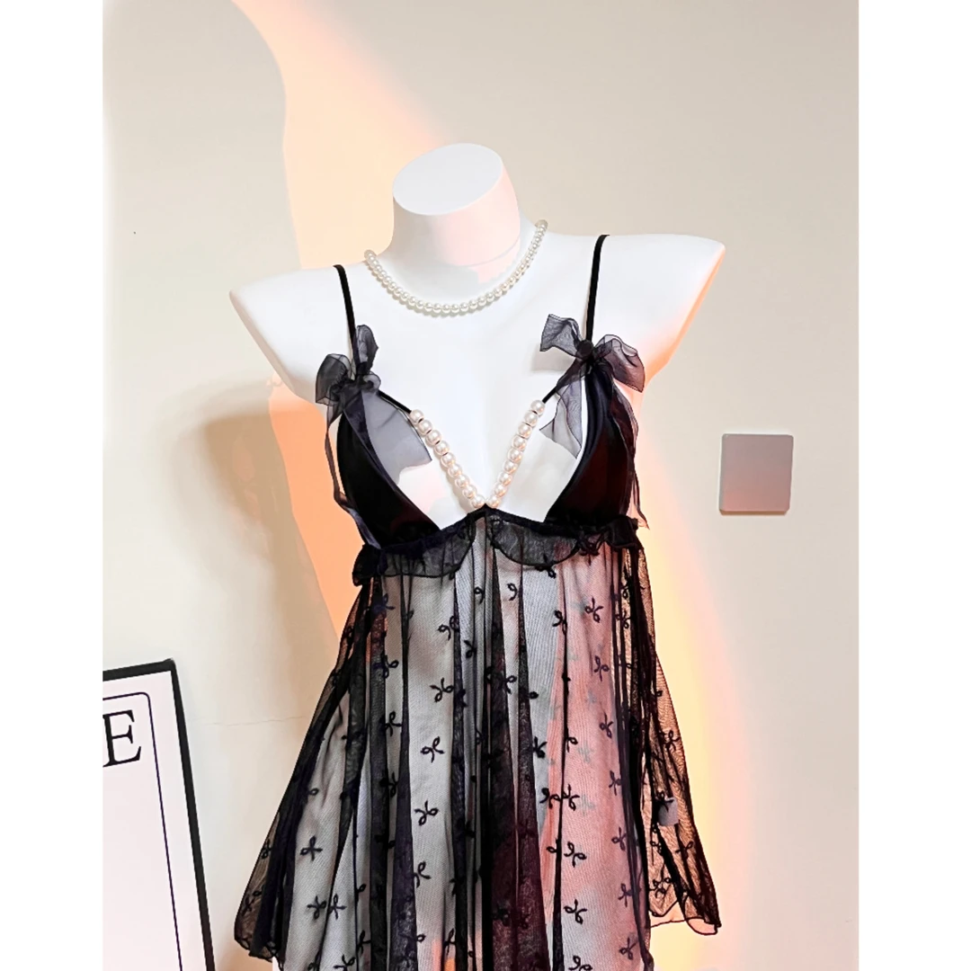 【初味 入寐】睡裙珍珠诱惑性感内衣睡衣宜约