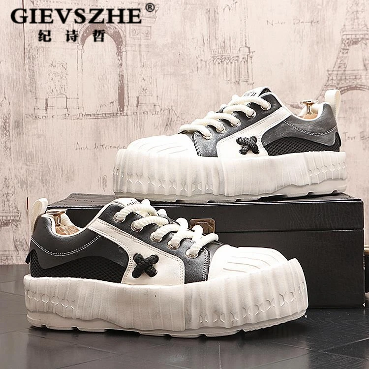 纪诗哲板鞋男新款夏季网纱休闲鞋时尚复古做夏季男款复古面包板鞋