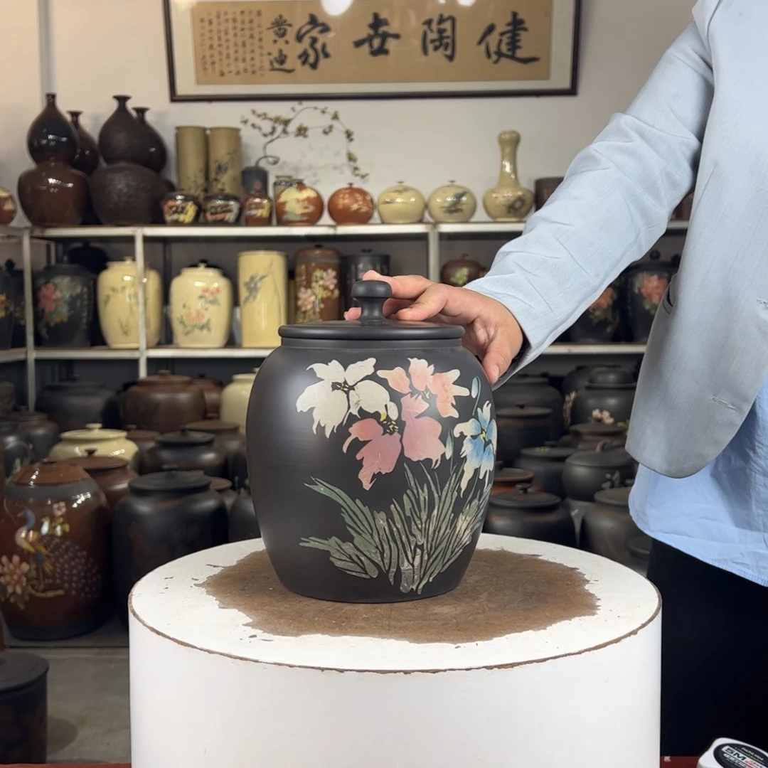 357克醒茶罐纯手工阴刻阳填