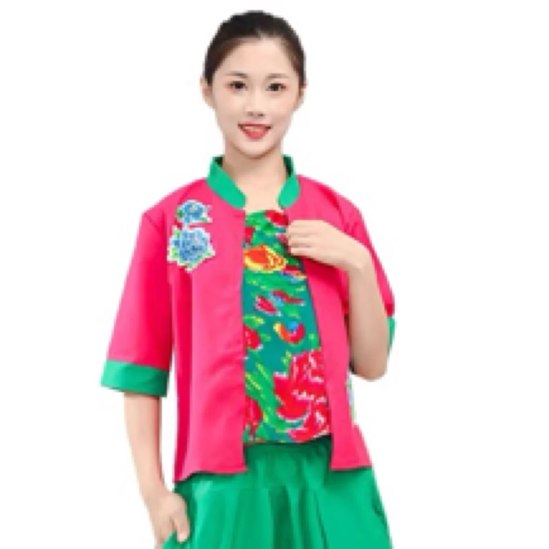 刺绣外套打鼓服舞蹈服大花秧歌服广场舞蹈服腰鼓舞服