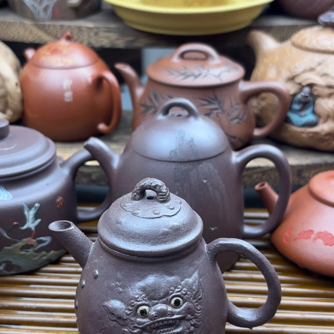 茶壶紫砂狮子天青紫泥120c c