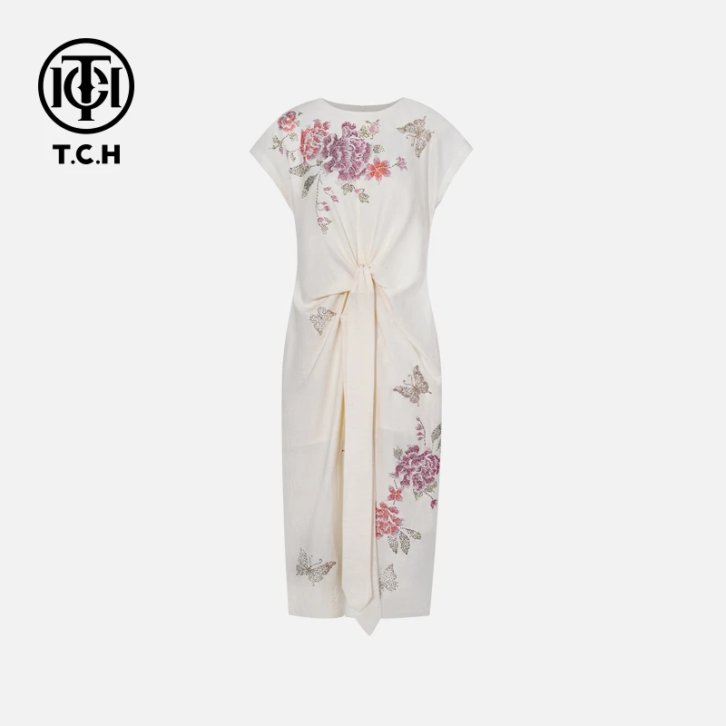 TCH私服烫钻工艺新时尚淑女百搭潮流连衣裙女T75B30E5126轻奢tch