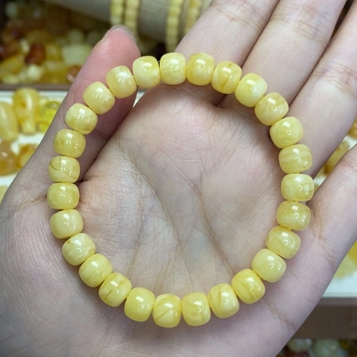 琥珀未镶嵌裸石精工老型手串满蜡