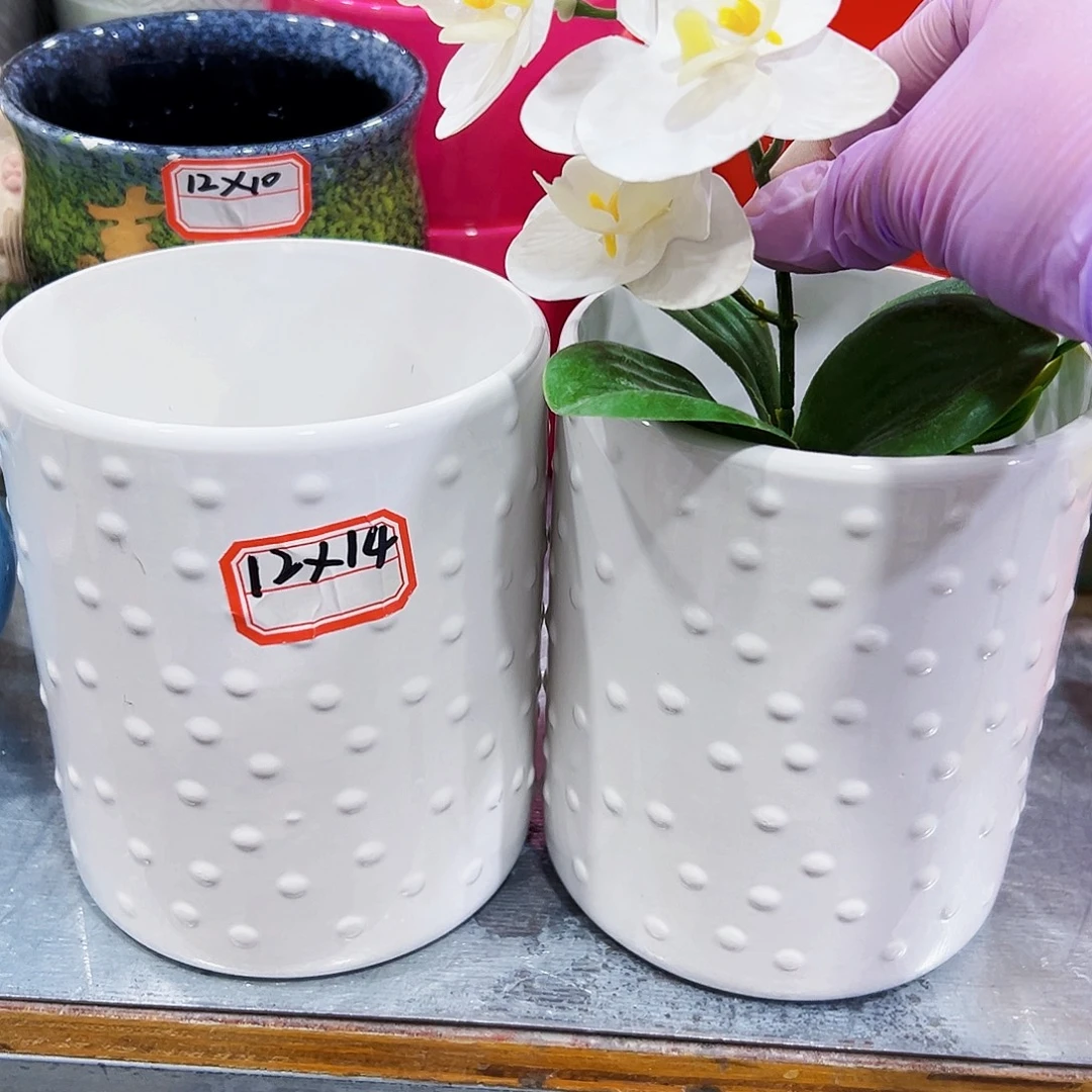 有孔外贸尾货陶瓷花盆凑单10米包邮