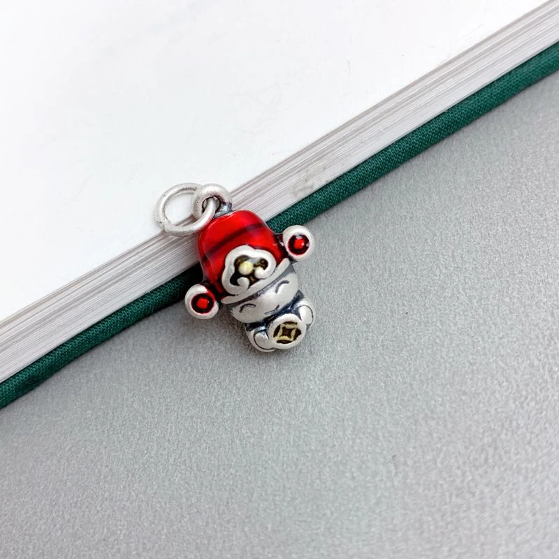 925银银制品 纯银珐琅小财神饰品配饰可爱精致