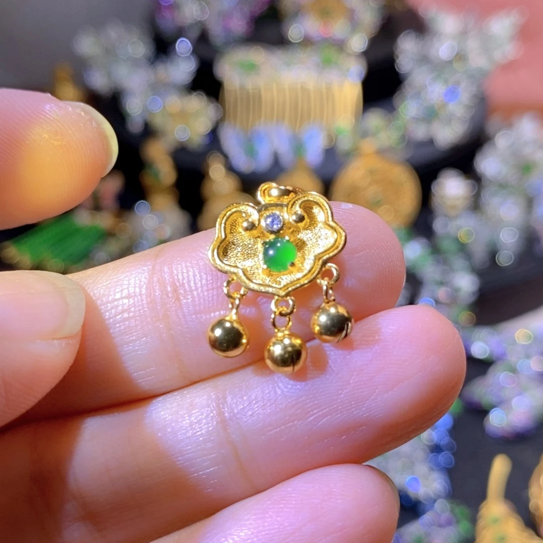吊坠(不含链)银S925镶嵌翡翠