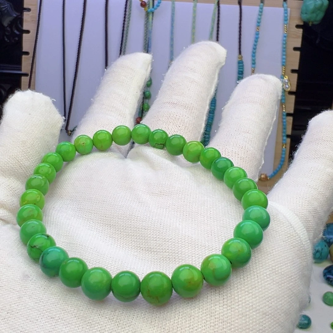 菜籽绿圆珠手串6.4mm兰