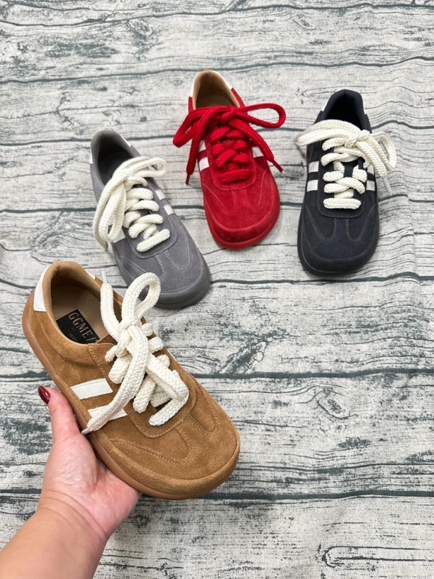 复古牛皮时尚减龄德训休闲女鞋