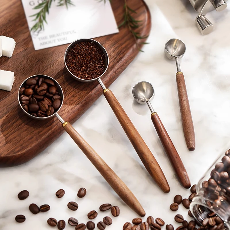 漫时光胡桃木柄咖啡搅拌勺精致定量勺轻奢高级感304不锈钢小勺子