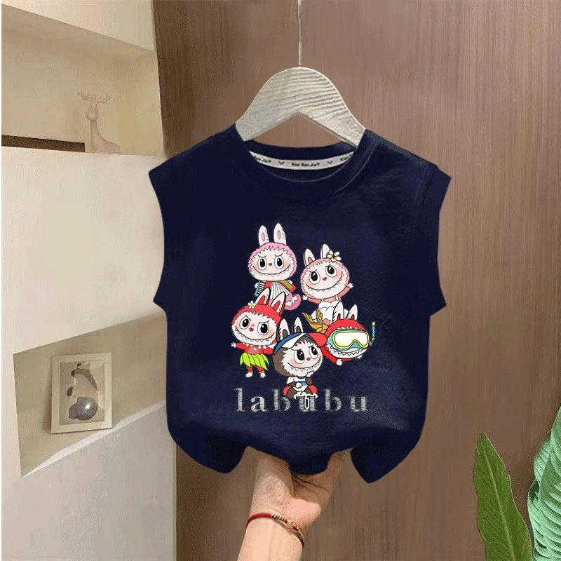 儿童纯棉背心T恤夏季男女童新款拉布布坎肩宝宝中小童洋气上衣T恤