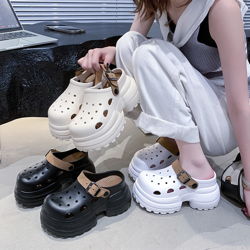 2025新款增高春夏季洞洞女鞋沙滩休闲可爱eva外穿防滑高跟厚底鞋