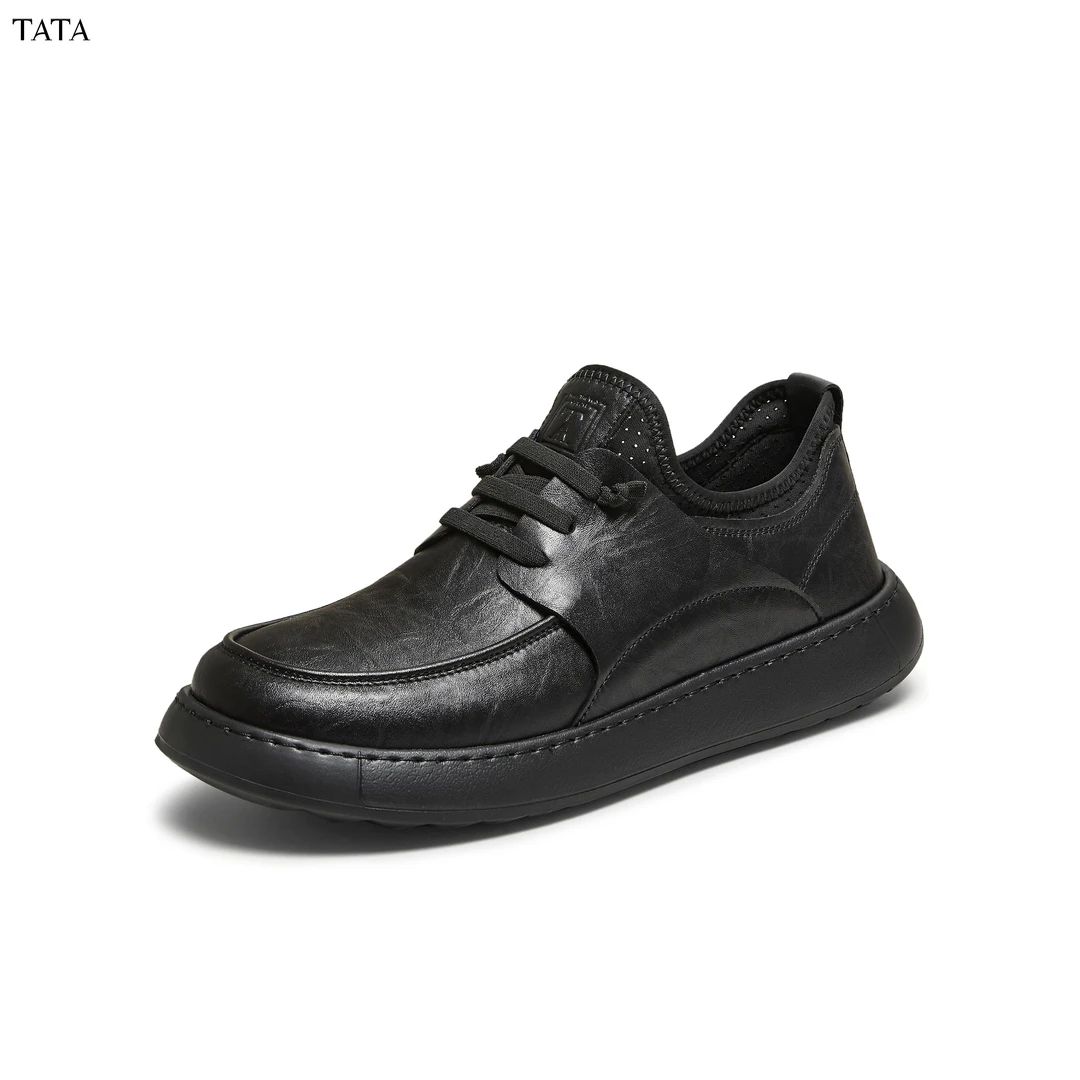 TATA/他她2025秋商场同款纯色舒适百搭休闲皮鞋男新款OCD10CM5