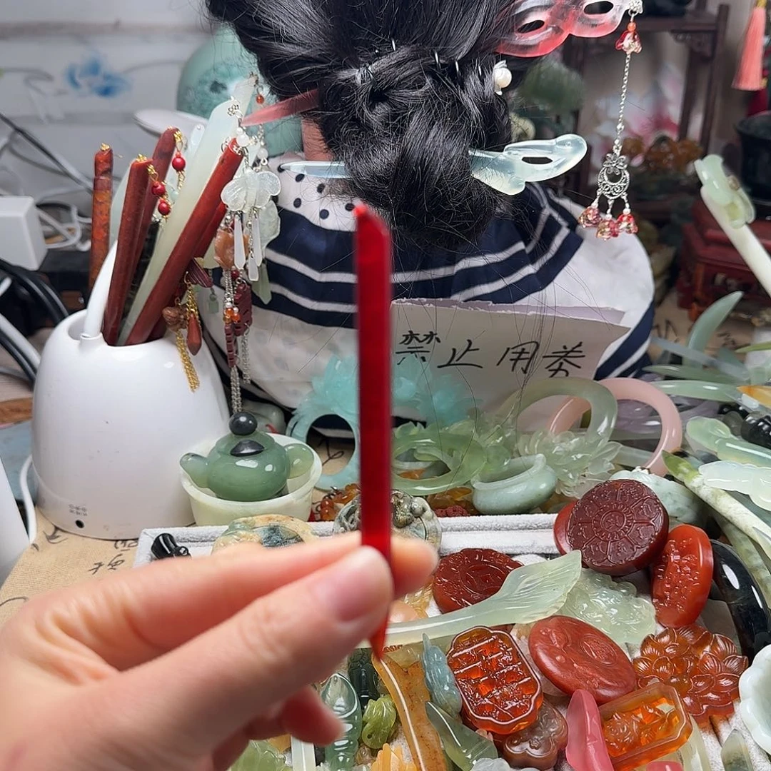 蛇纹石玉合金发饰