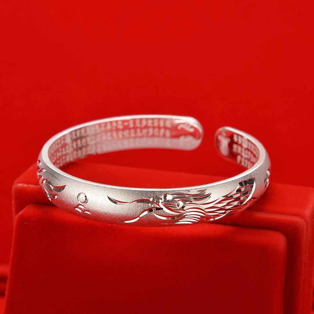 足银手镯 S999 D156一夜暴富手镯龙凤珠开口手镯（无礼盒）