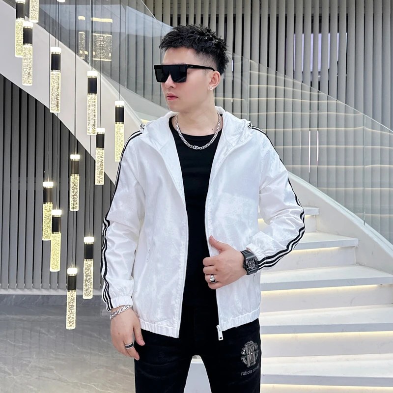 CATIA SELI简约时尚连帽休闲夹克男士2025年秋季新款印花潮流外套