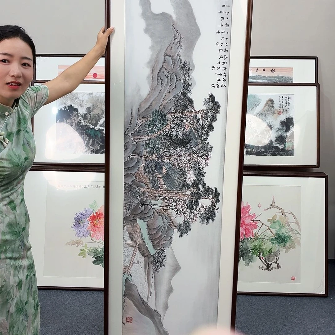 国画手绘作品210×60尺寸