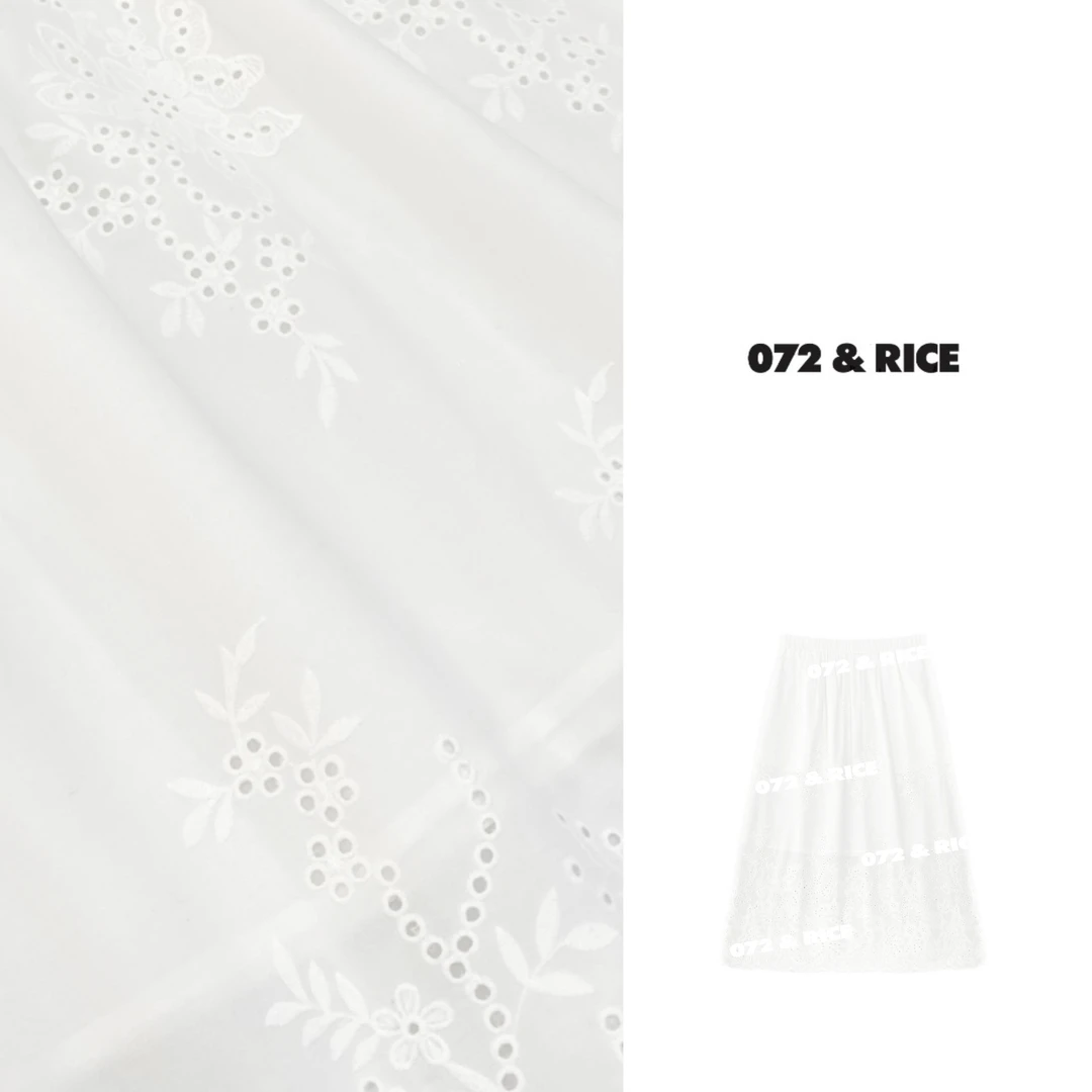 072 & RICE【白棠裙】100纯棉 夏季休闲松紧腰半身裙 32XB83