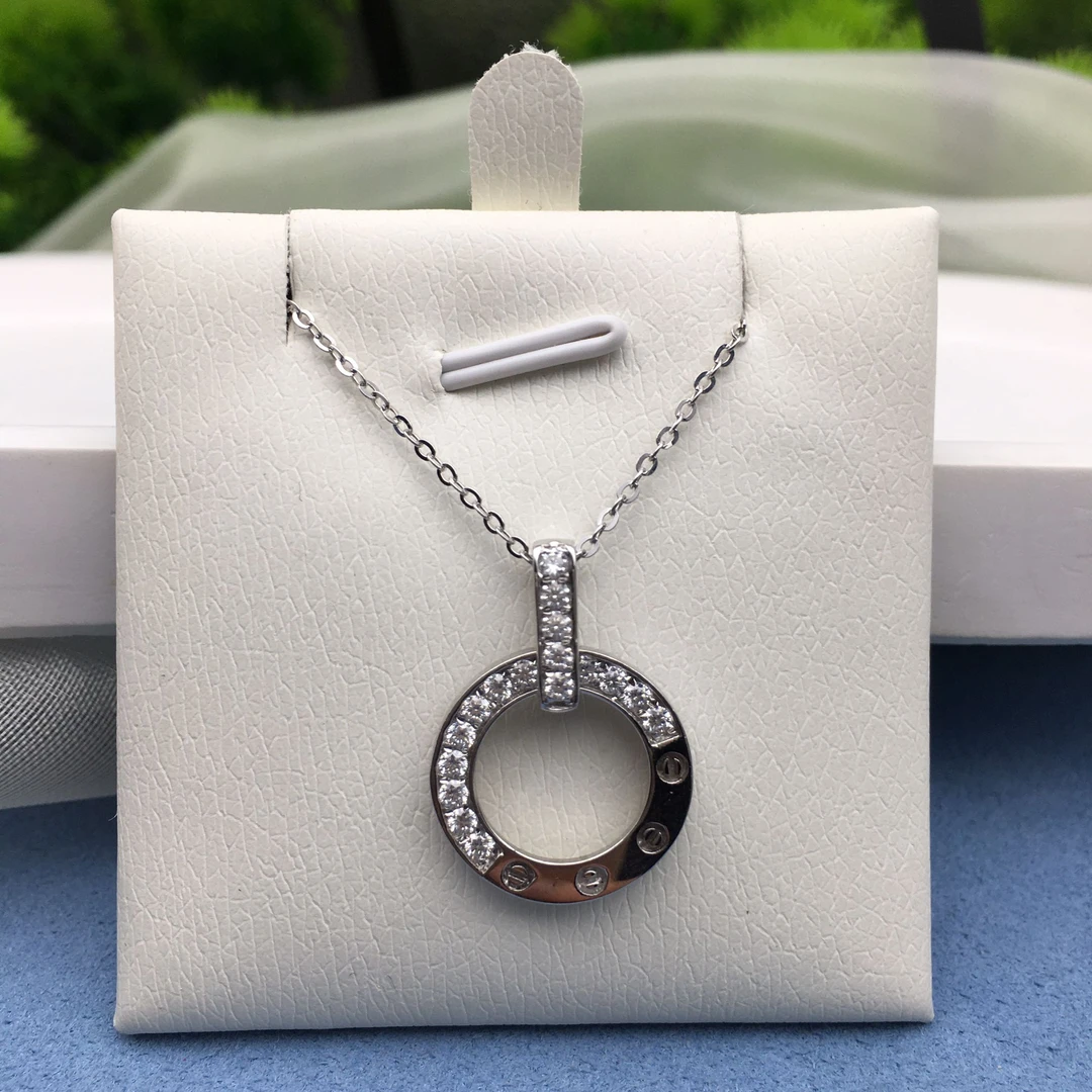 铂金镶嵌圆环旋转套链轻奢时尚圆形