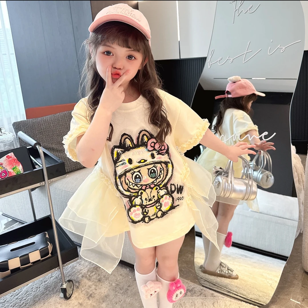 女童连衣裙拉布布儿童裙子2025新款公主夏季女孩卡通网纱鱼尾裙潮