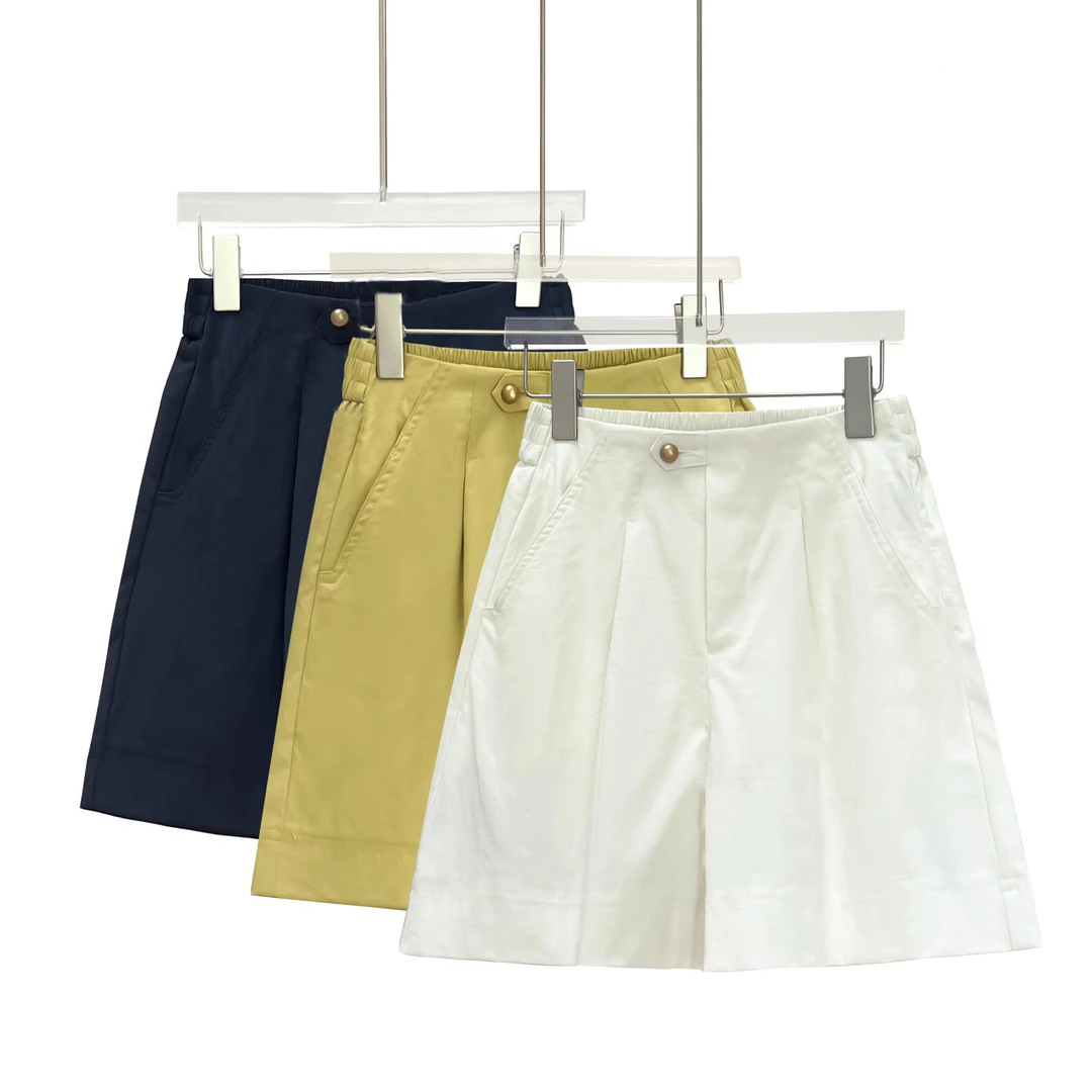 钛金棉夏季款常规中腰弹力短裤简约老钱风弹力通勤百搭短裤YT706