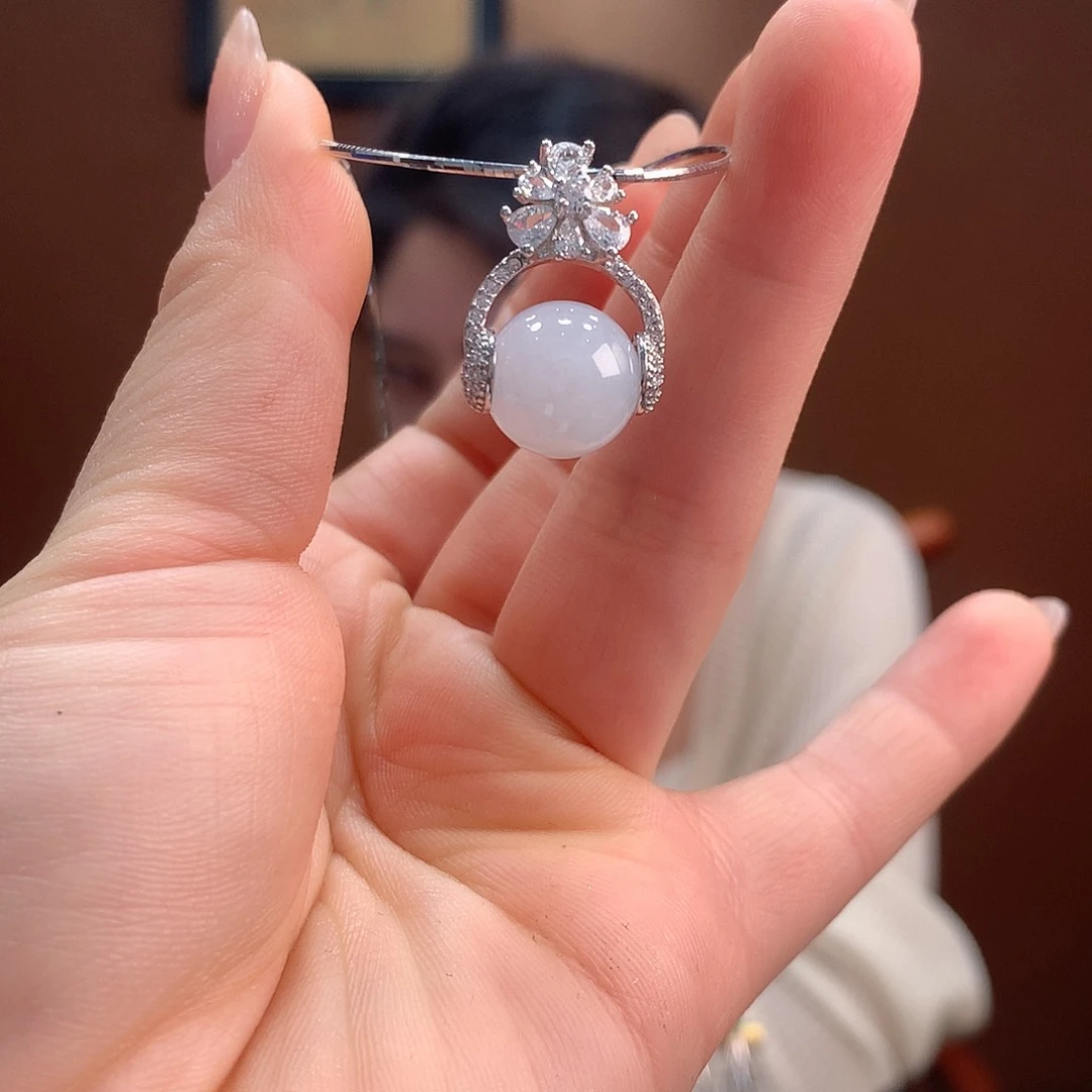 翡翠银S925镶嵌颈饰吊坠