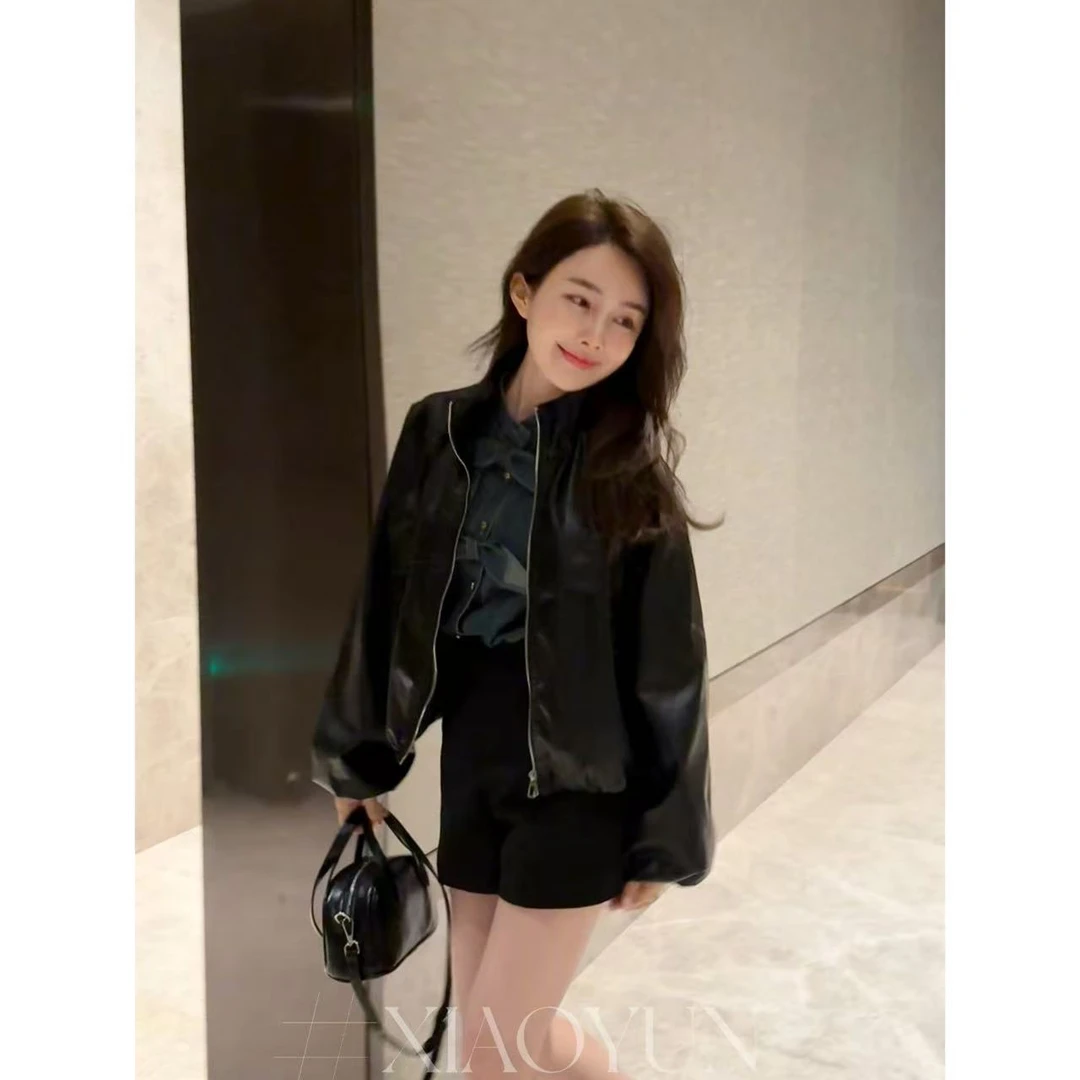 糖果女神 小允姐姐2025时尚新款百搭气质机车风女神皮衣