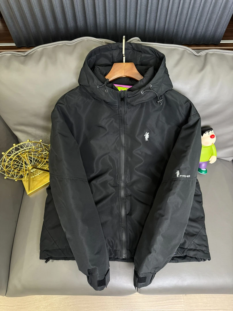 拉尔伦保罗防风保暖刺绣连帽外套