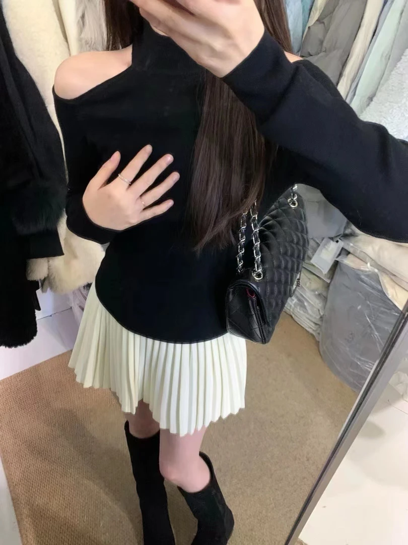 ！！谨慎下单 不退换双边挖肩镂空小众款冬季女毛长袖开衫