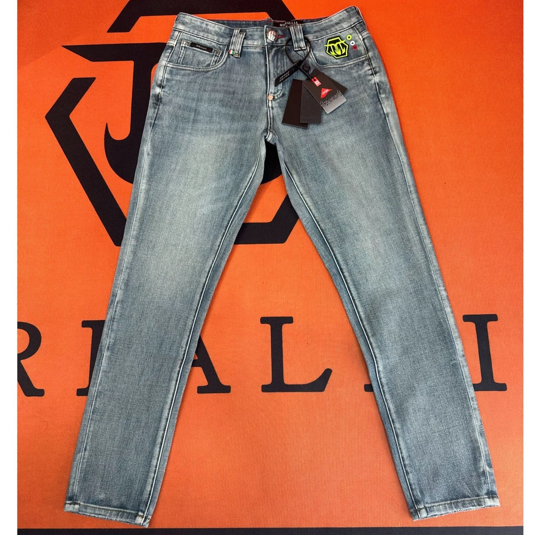 MIRIALLIA早秋新款青灰蓝男士修身休闲百搭潮流时尚牛仔裤8835