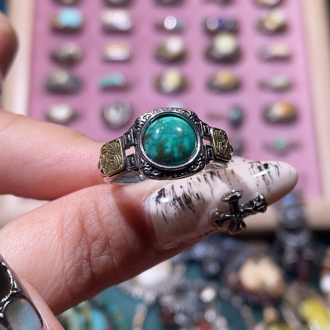 绿松石银S925镶嵌戒指戒指