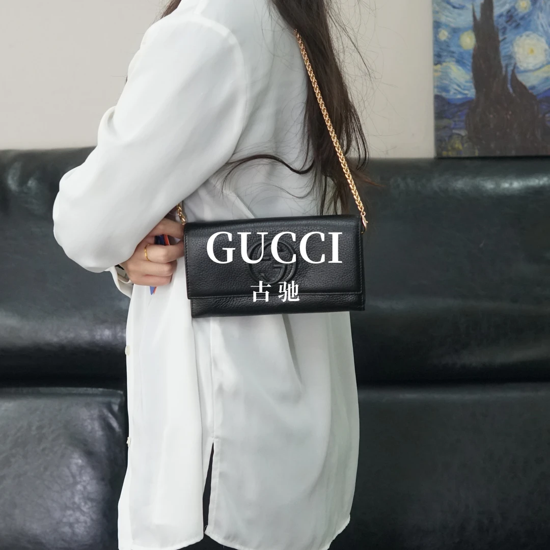 95新 GUCCI/古驰 黑色链条钱包/WJ03204047/4047
