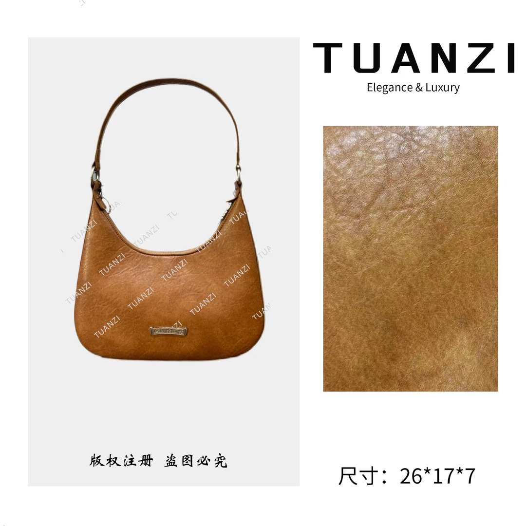 TUANZI『高端玩家』克罗家秋冬新款腋下hobo包 SD-5783-可露丽棕