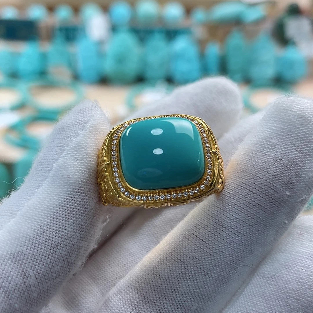 绿松石珠宝奇石18K金镶嵌