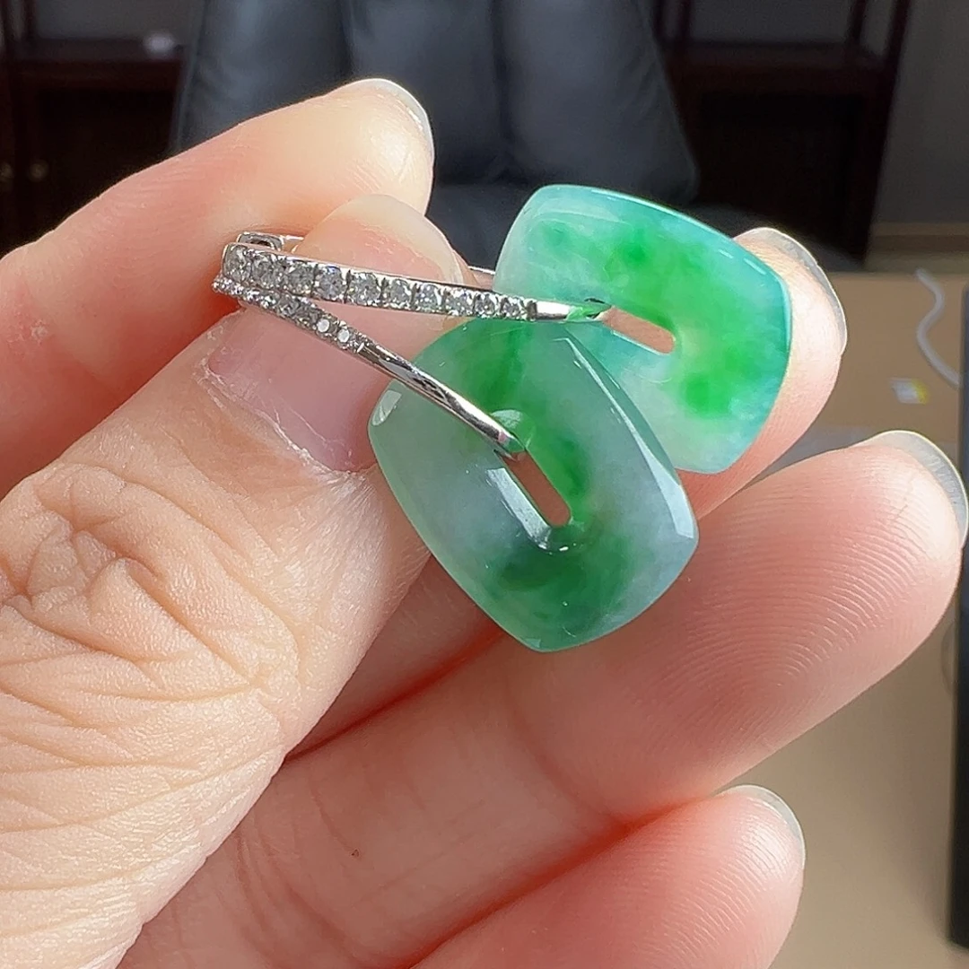 翡翠18K金镶嵌耳饰耳饰固定链接勿拍