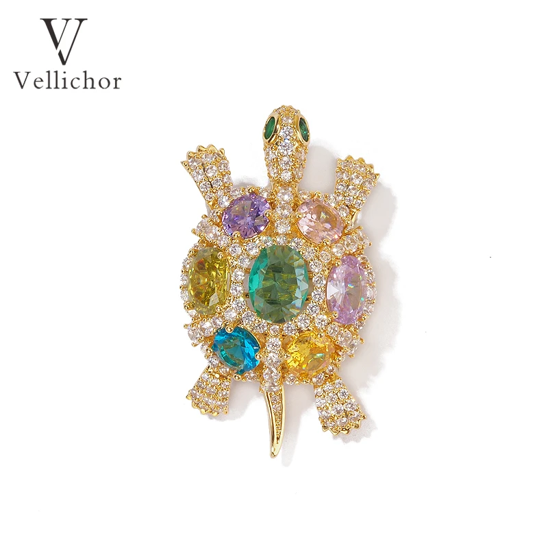 铜合金胸针 原创设计超闪七彩灵龟胸针女长寿神龟胸花配饰别针