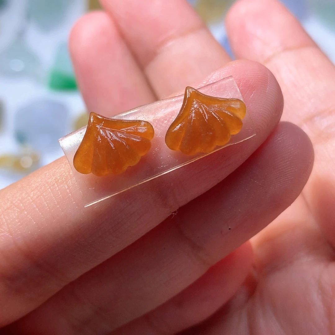 未镶嵌定制翡翠欧**帘银杏叶