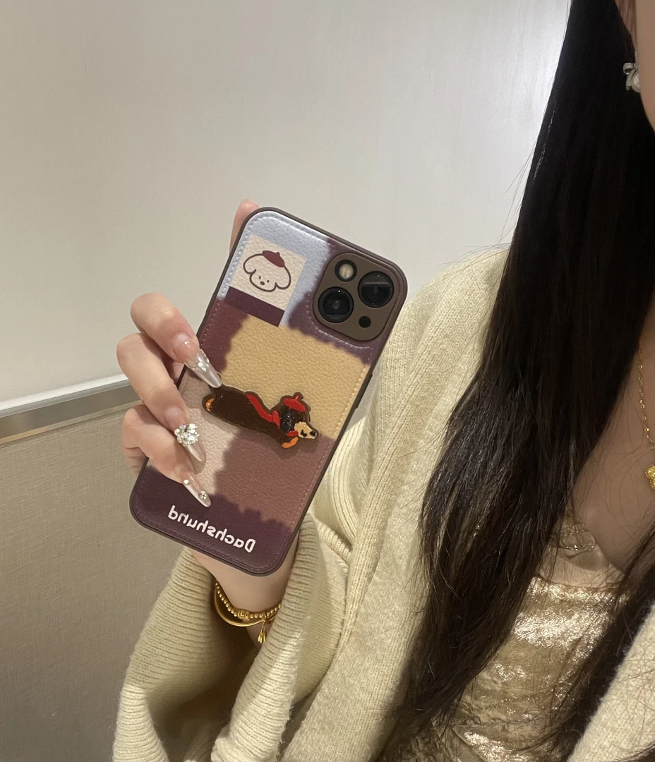 【请叫我大韩】肤感鼓包红帽小狗适用于苹果华为系列个性防摔手机壳