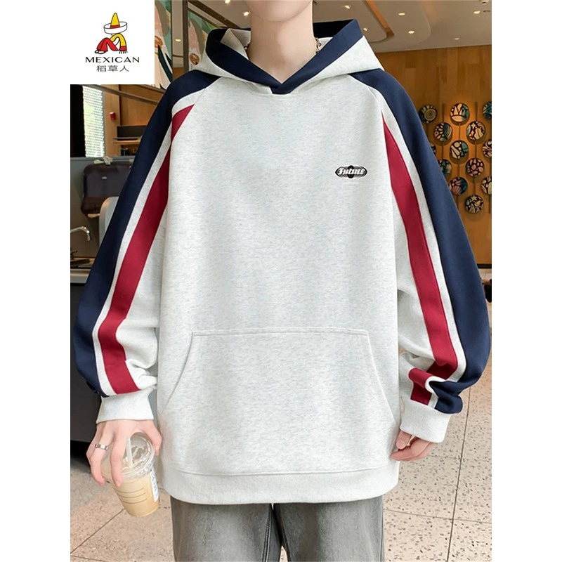 稻草人潮牌长袖卫衣13青少年男孩打底衫15岁学生16大童秋季连帽上