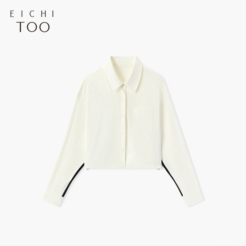 A爱居兔夏季撞色织带设计多色短款休闲防晒衬衫ENEAJ2N703A