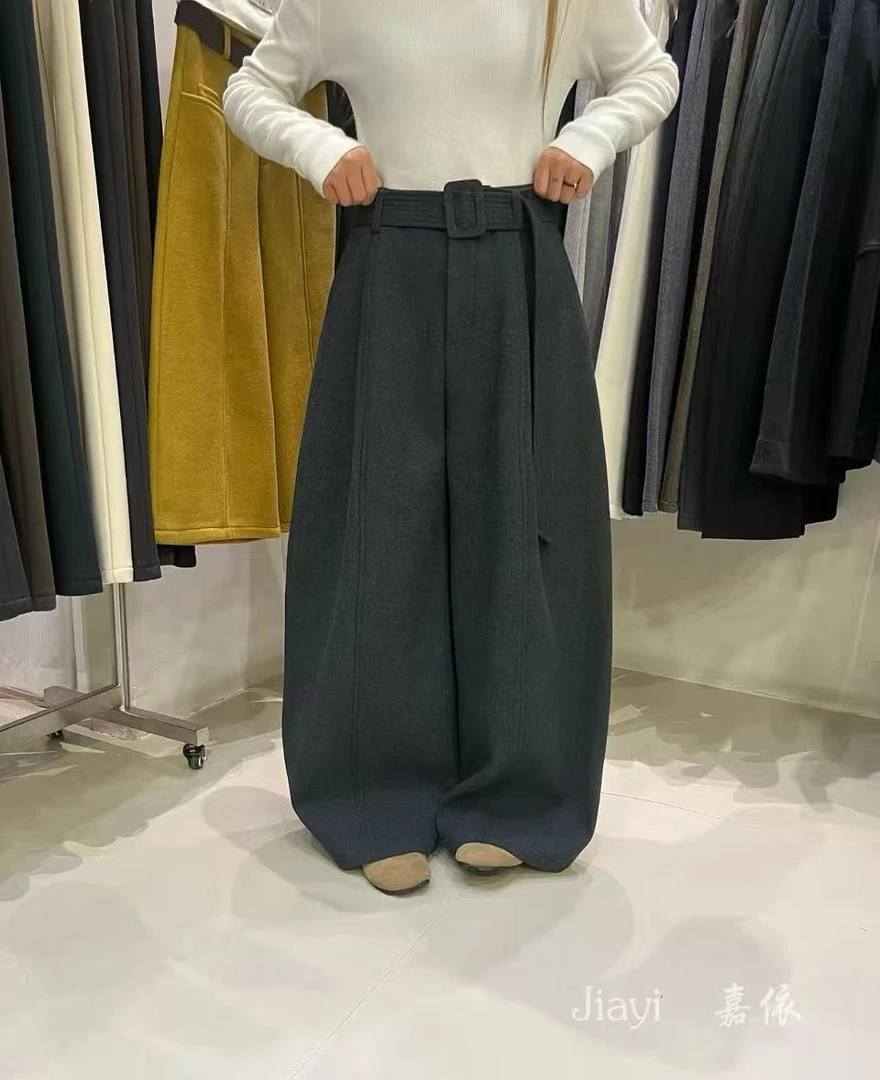 小亚推荐【实体品质】6295J-Y 复合超柔密密绒搭配本色腰带弯刀裤