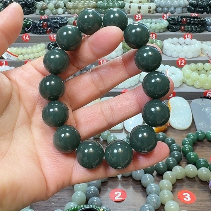 未镶嵌手链和田玉新疆且末蓝卡16