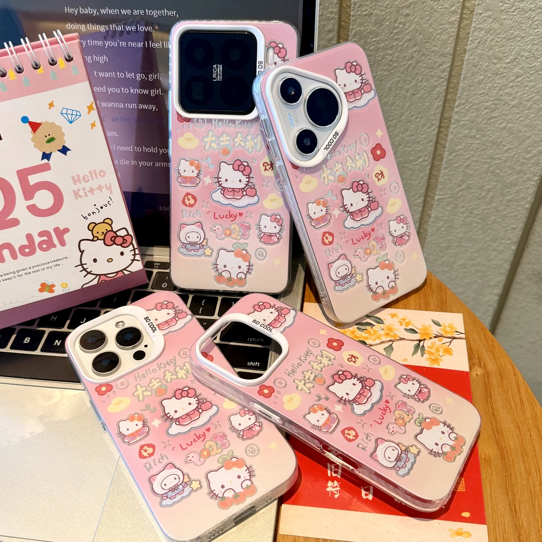 飞虎胜大吉大利祥云凯蒂猫适用苹果16手机壳华为oppo小米15vivo套