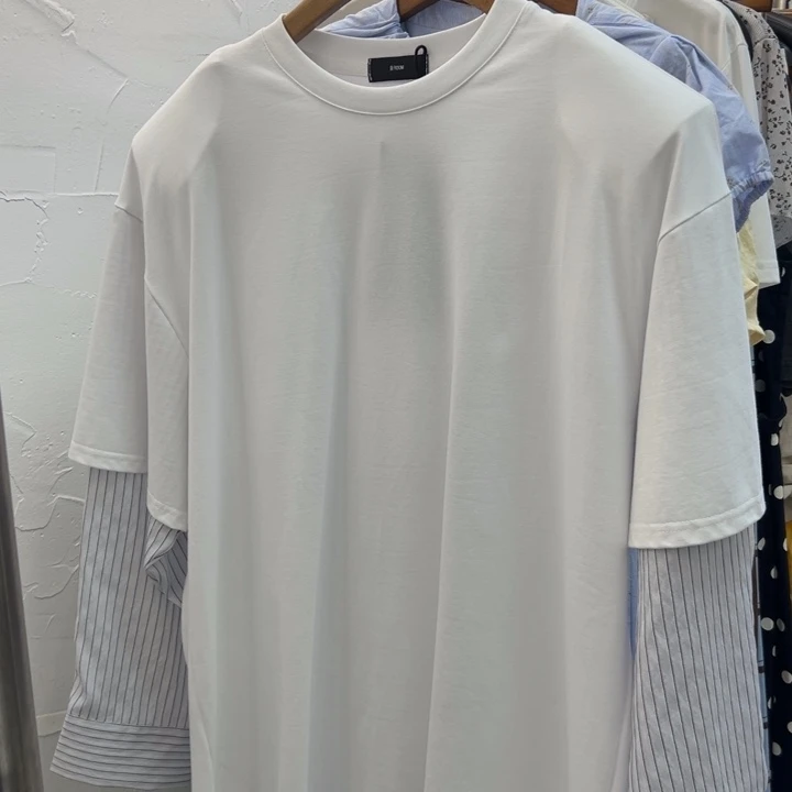 东ROOM白色垫肩大T恤女