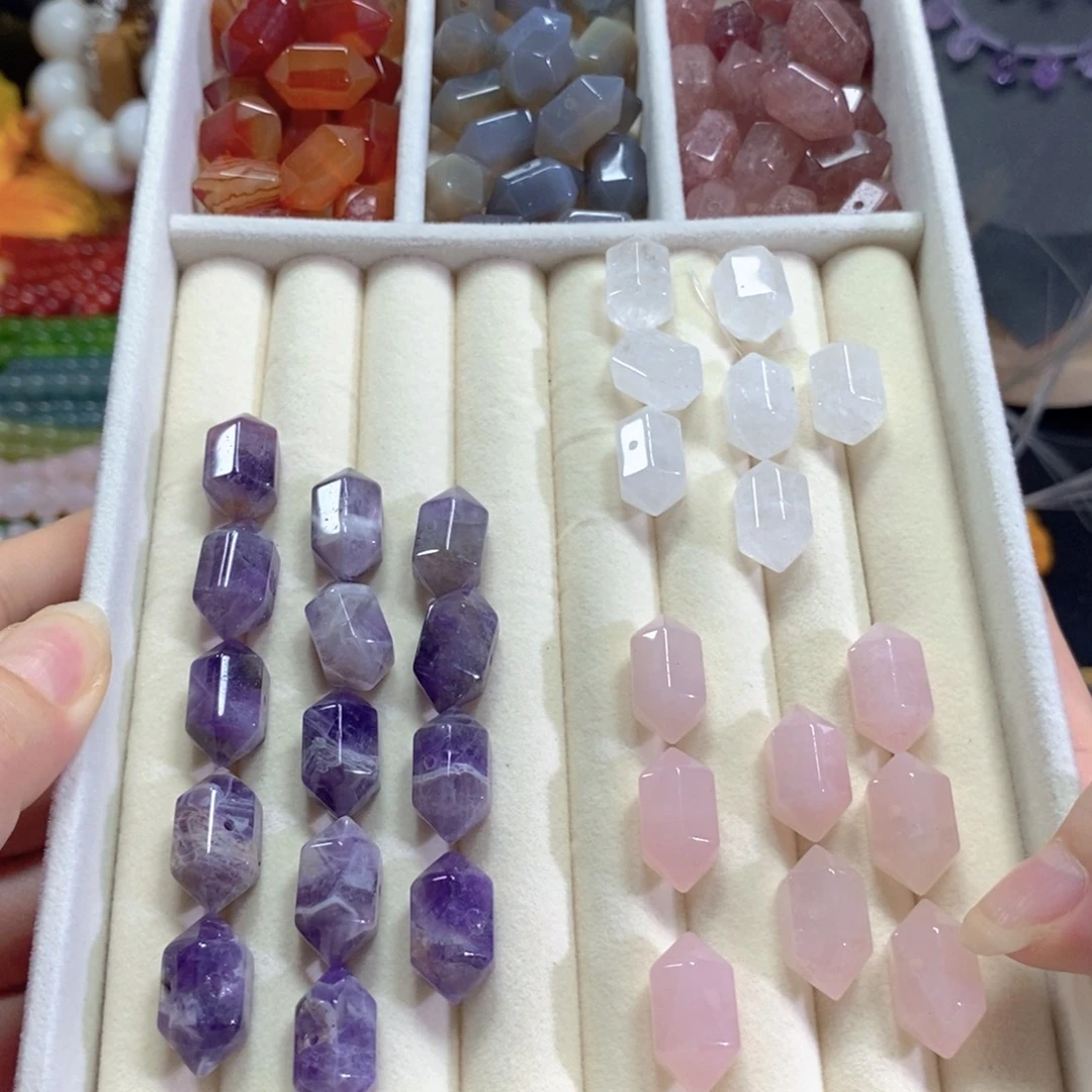 玛瑙/玉髓未镶嵌珠宝半成品双尖自由搭配颗数20颗