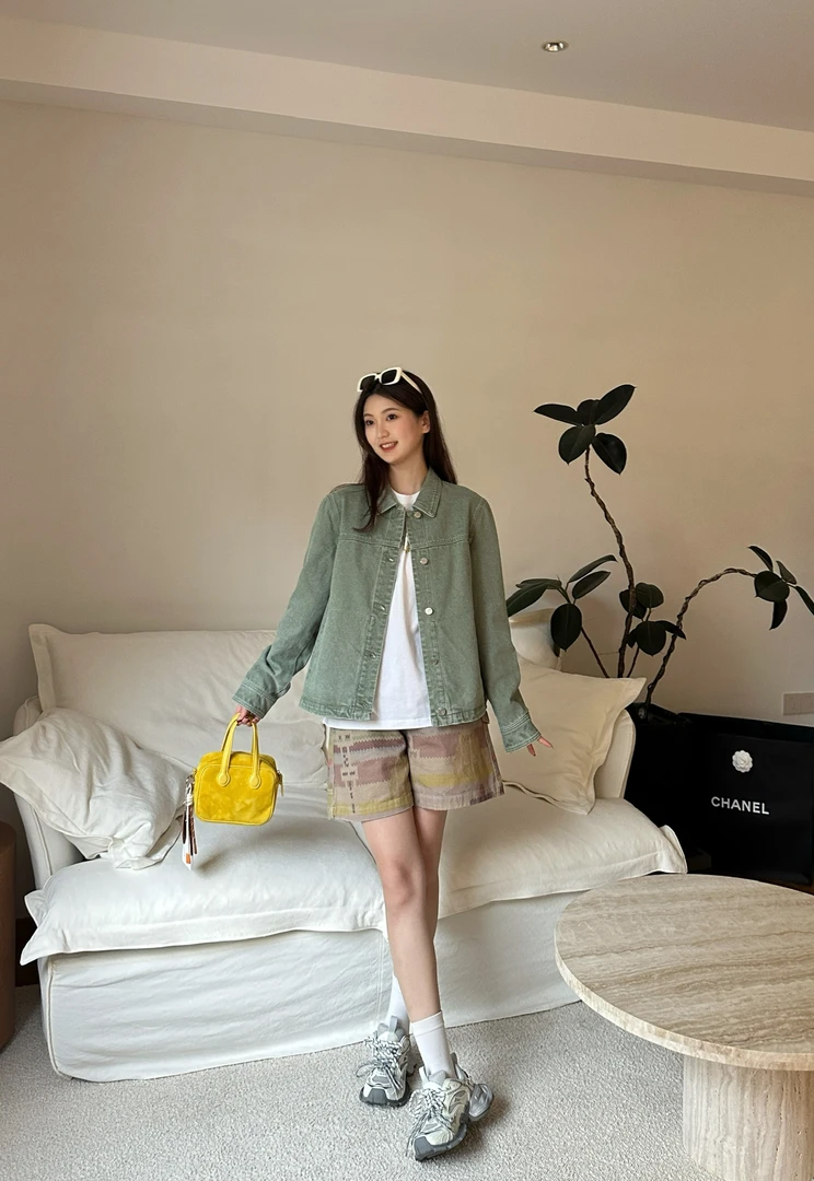 Short Sentence短句设计师品牌 小众新款仿毛衣印花牛仔短裤