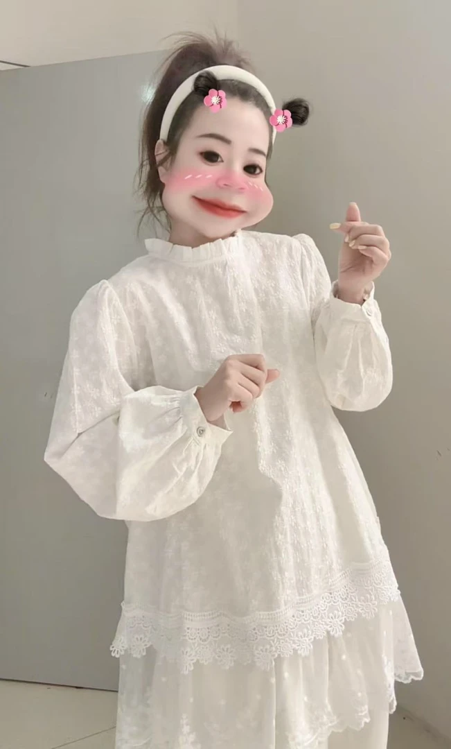 【蓝天白云】丽丽推荐 韩系甜美蕾丝拼接衬衣长袖白色百搭衬衫