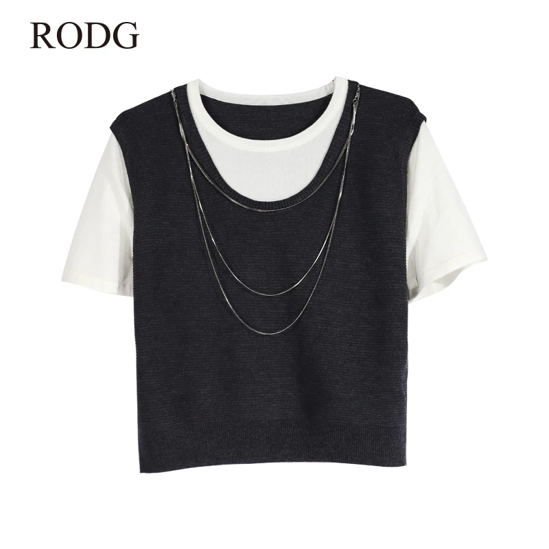 RODGR51XS0021A 春季新款简约纯色拼接假两件小衫 0021