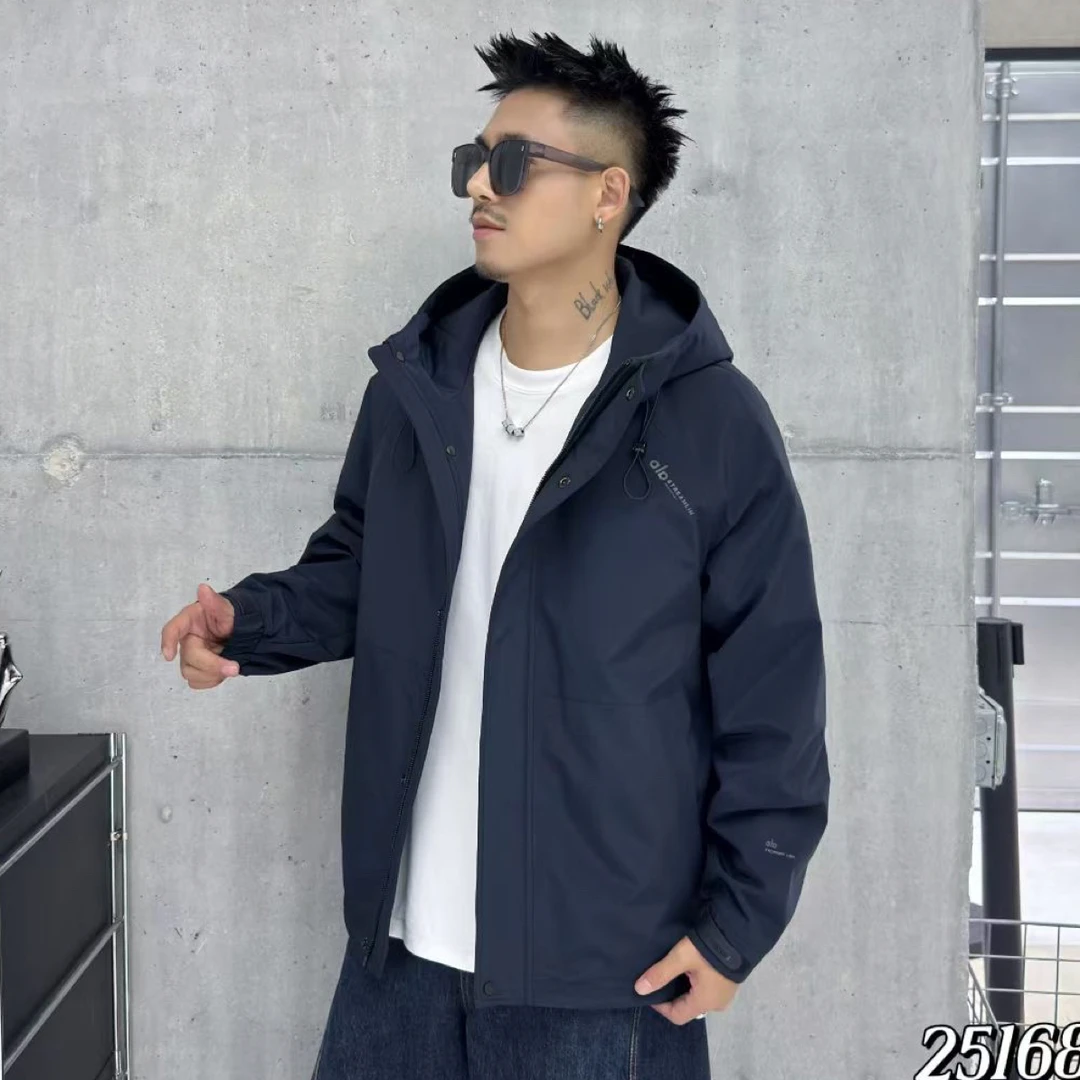 男纯色连帽户外风冲锋衣秋冬季男士 防风 保暖